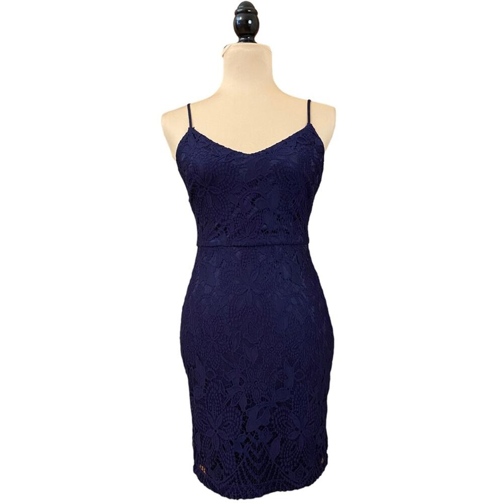 Guess Los Angeles Navy Floral Pattern Lace Mini Maxi Dress Size 2